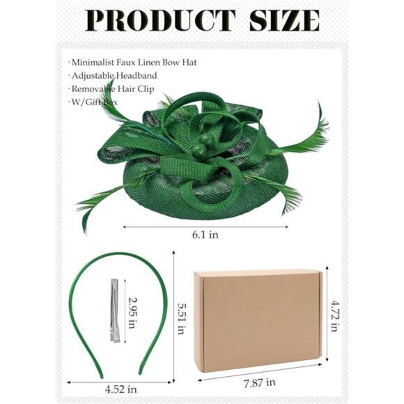 Derby Hat - Classic Victoria Kentucky Fascinator Green - Picture 3 of 6